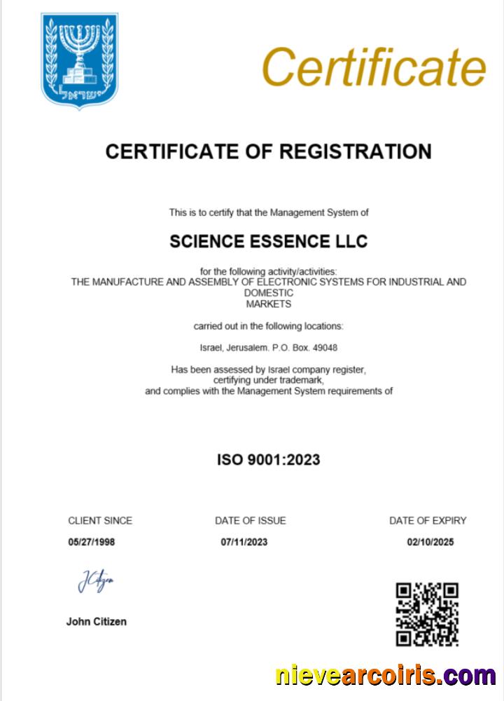 Israel certificate of registration